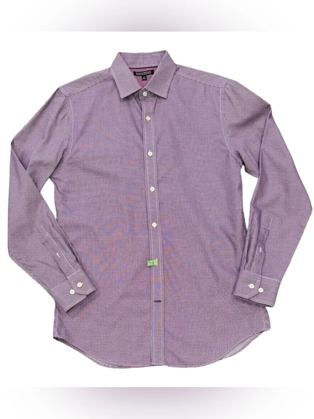 Banana Republic Non-Iron Slim Fit Red Blue Gingham Dress Shirt M Cotton Classic